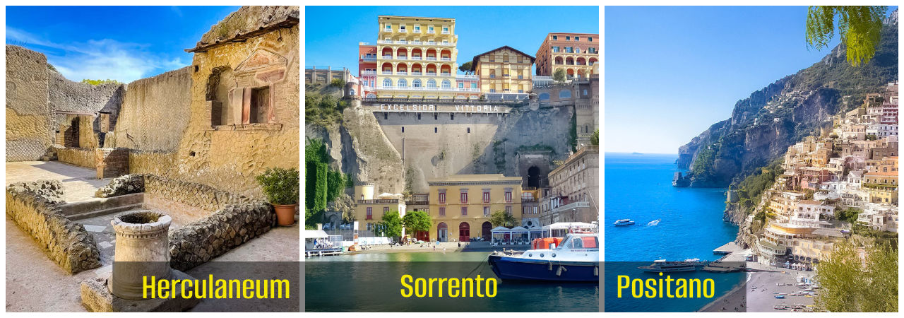 Private Tour from Rome to Herculaneum Sorrento Positano on Amalfi Coast with Rome Chauffeur Luxury Driver Service