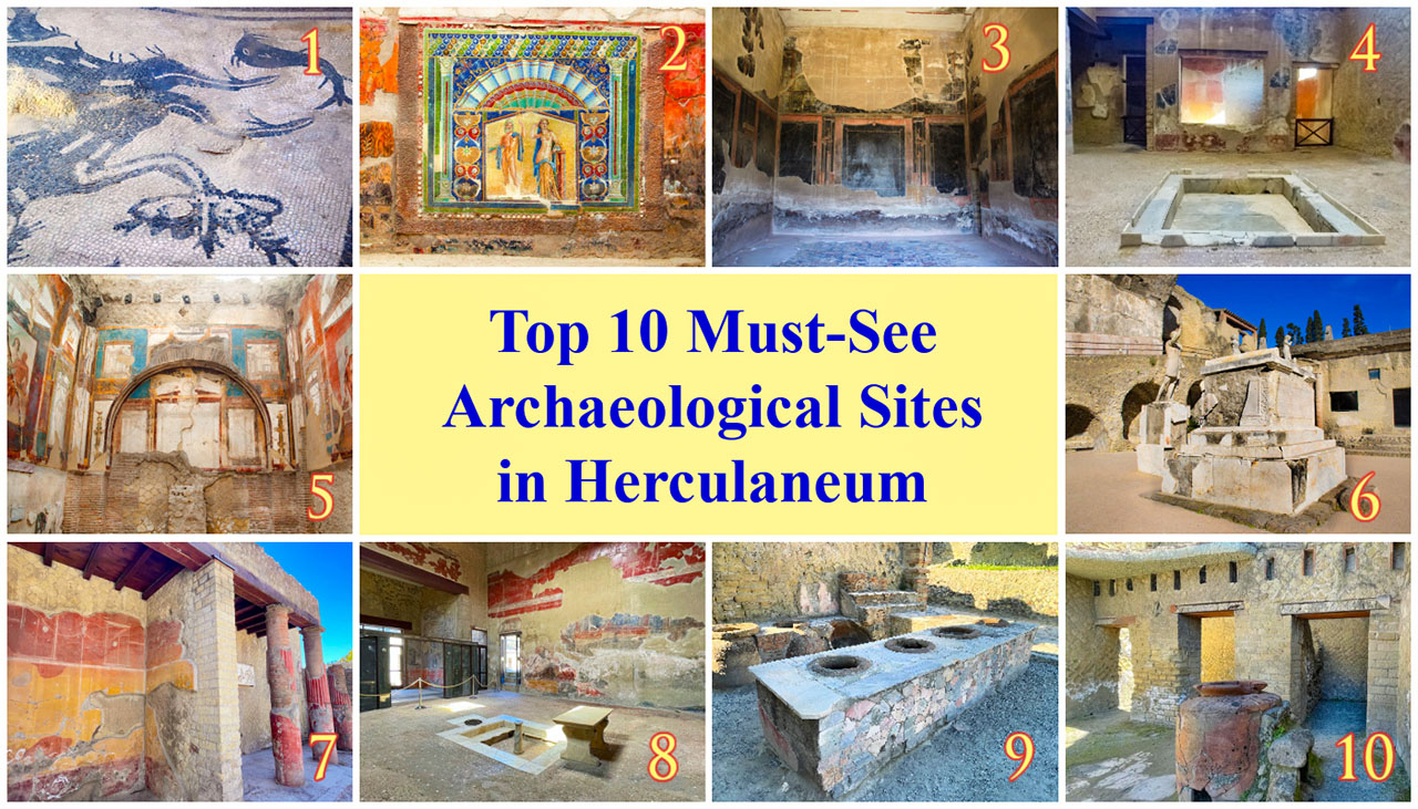 Top 10 Must See Archaeological Sites in Herculaneum on a day tour from Rome to Amalfi Coast with Rome Chauffeur